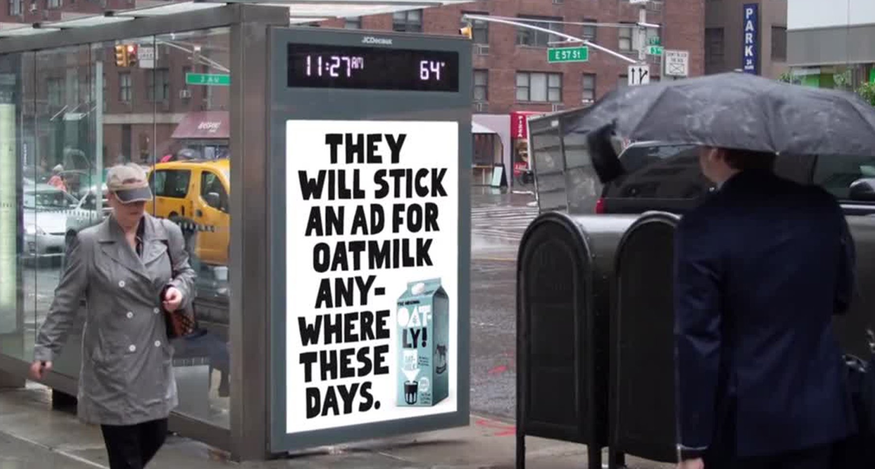 Brand Oatly's advertisement at bus stop