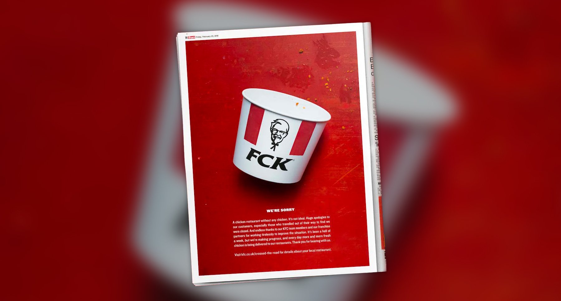 Brand KFC's marketing campaign reacting quickly to events