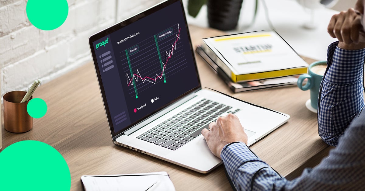 A laptop showing real-time analysis and marketing effectiveness of brands 