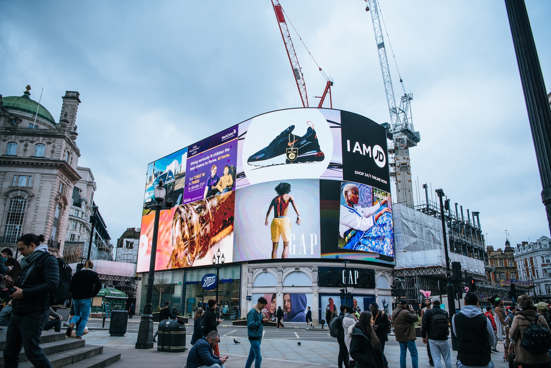Digital ads displayed in city center 